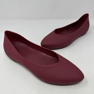 Crocs Brooklyn Pointed Toe Slip-on Shoes Red Casual Classic‎ Flats Women's 7